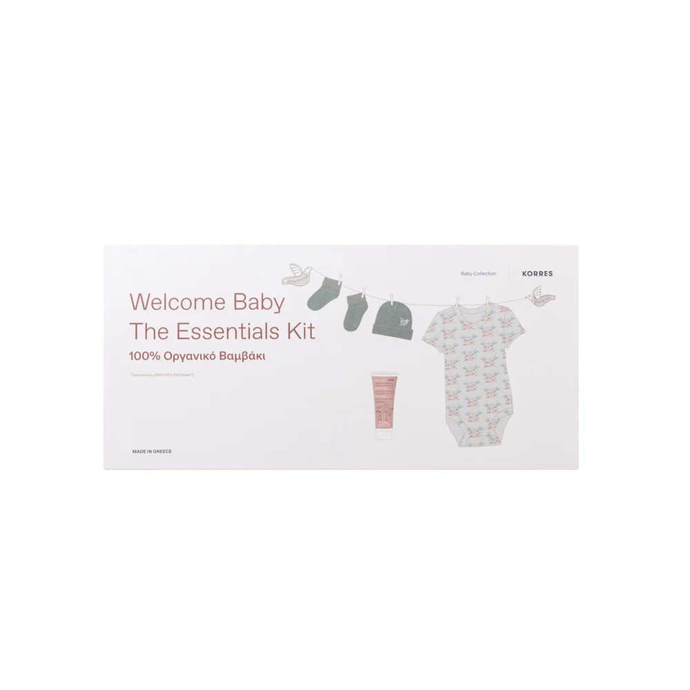 Korres Promo Welcome Baby The Essentials Kit Bodysuit 1 piece & Socks 1 piece & Cap Made of 100% Organic Cotton 1 piece