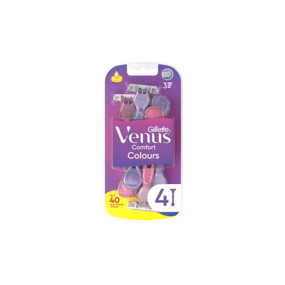 Gillette Venus Comfort Colours Ξυριστικές Μηχανές Μίας Χρήσης 4 τεμάχια
