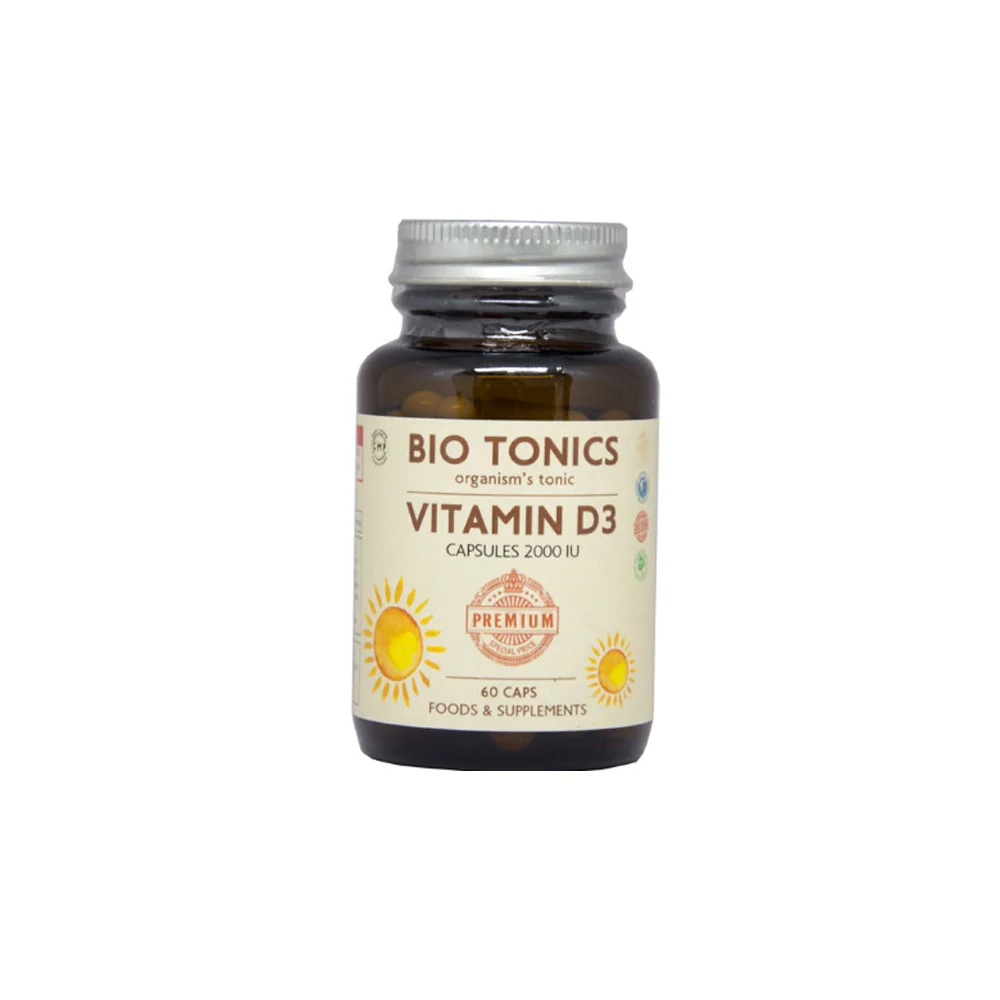 Bio Tonics Vitamin D3 Φυσικό Συμπλήρωμα Διατροφής Με Βιταμίνη D3 2000IU 60 κάψουλες