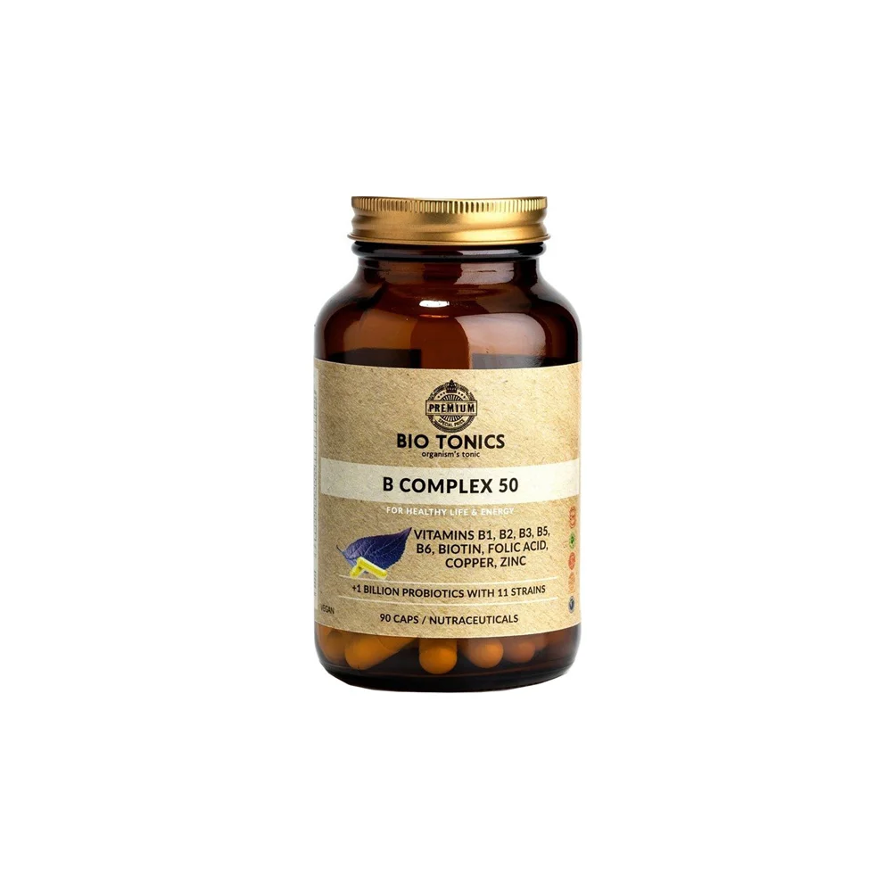Bio Tonics Vitamin B50 Complex Συμπλήρωμα Διατροφής Συμπλέγματος Βιταμινών Β 90 κάψουλες