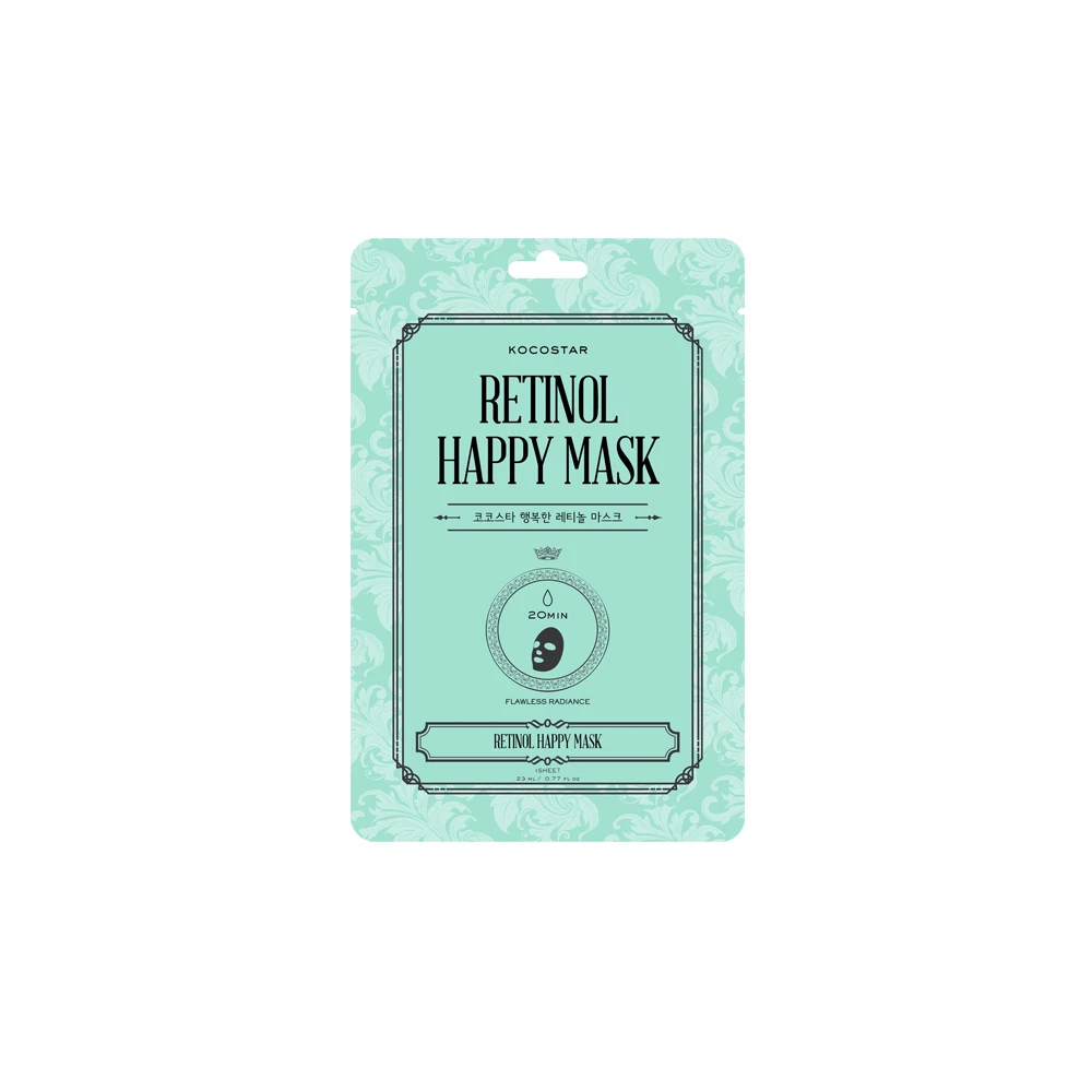 Kocostar Retinol Happy Mask Εμποτισμένη Μάσκα Προσώπου Ρετινόλης Για Λεία & Λαμπερή Επιδερμίδα 1 τεμάχιο