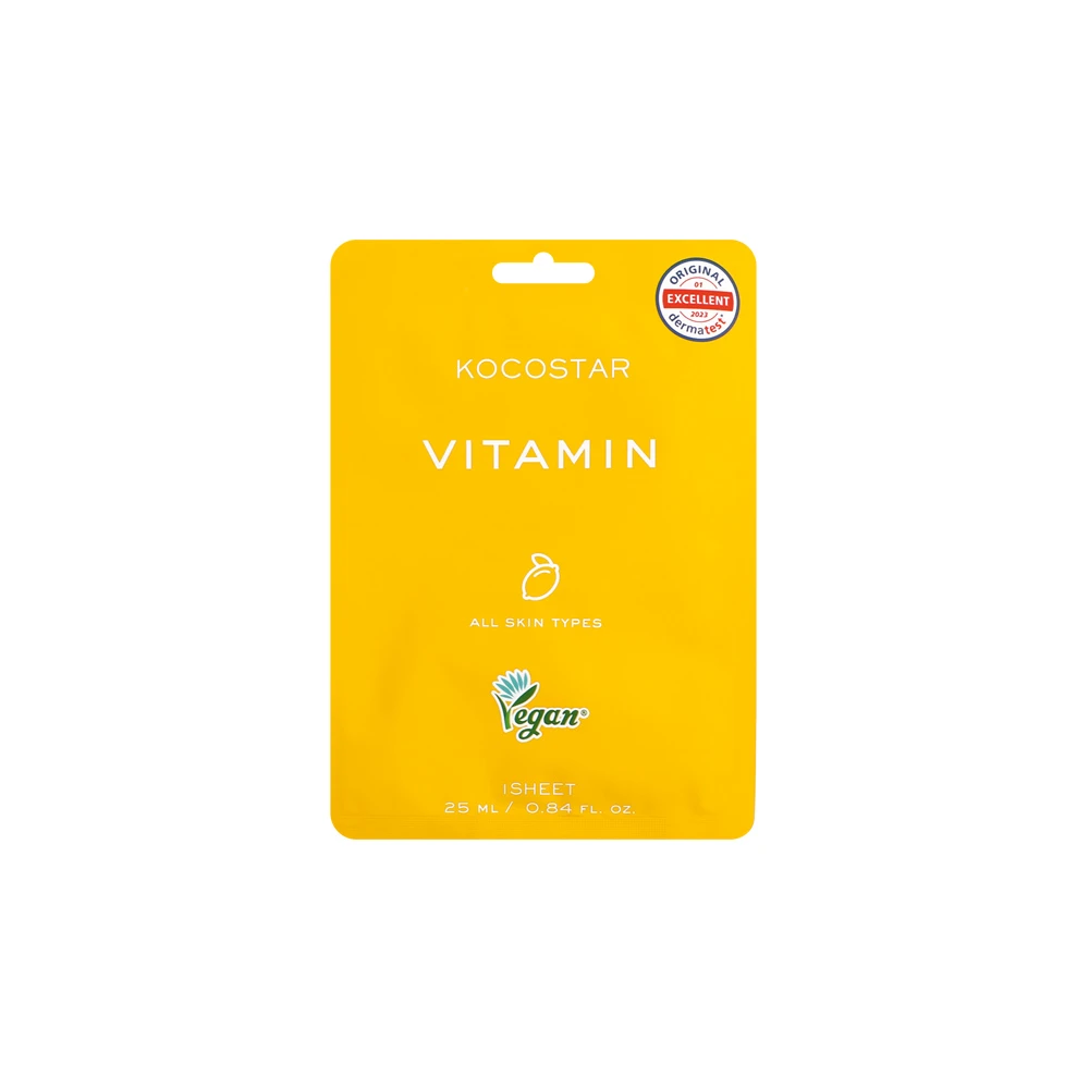 Kocostar Vitamin Face Mask Εμποτισμένη Μάσκα Αναζωογόνησης & Λάμψης Για Όλους Τους Τύπους Δέρματος 25ml