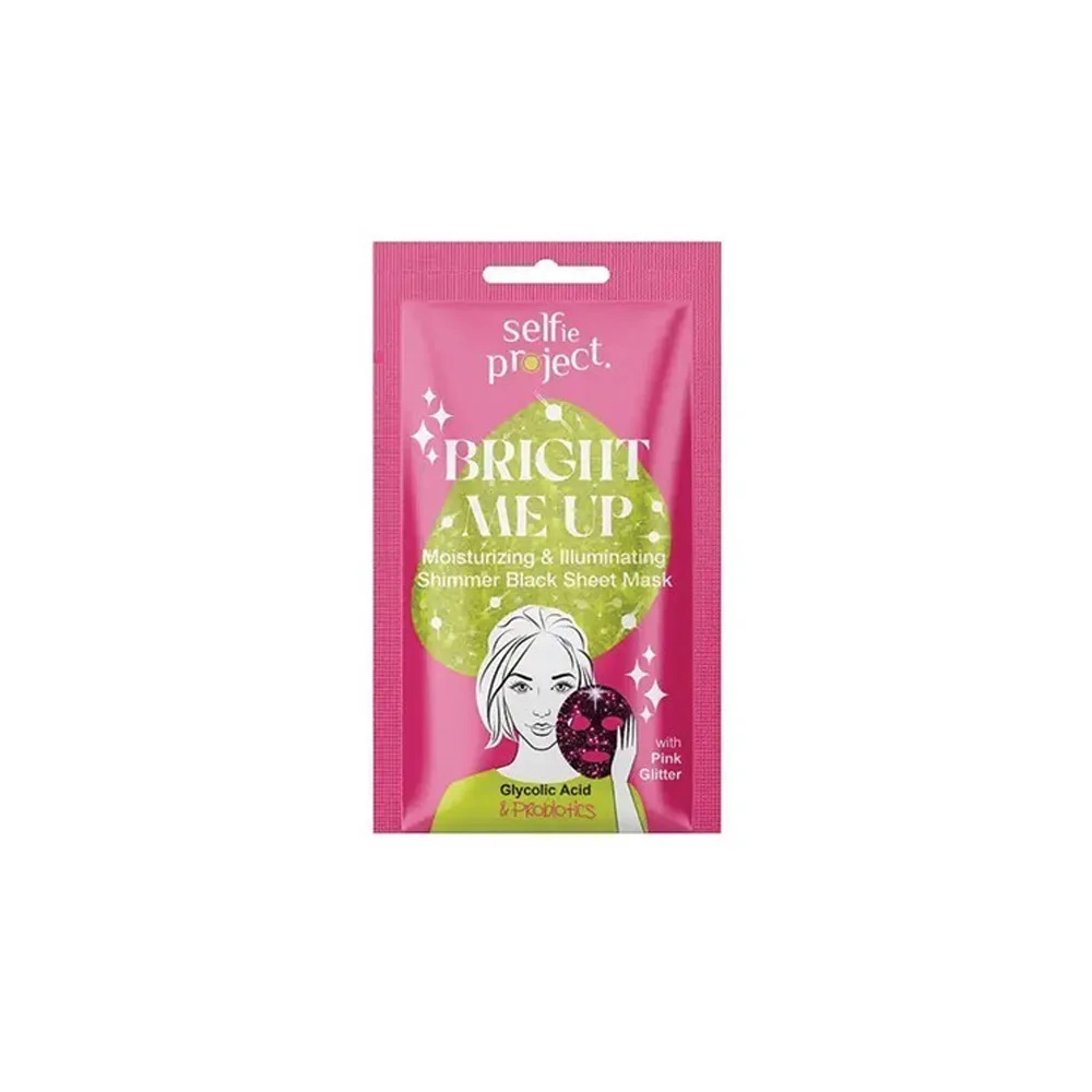 InoPlus Selfie Project Shimmer Bright Pink Moisturizing & Illuminating Shimmer Black Sheet Mask 1 τεμάχιο