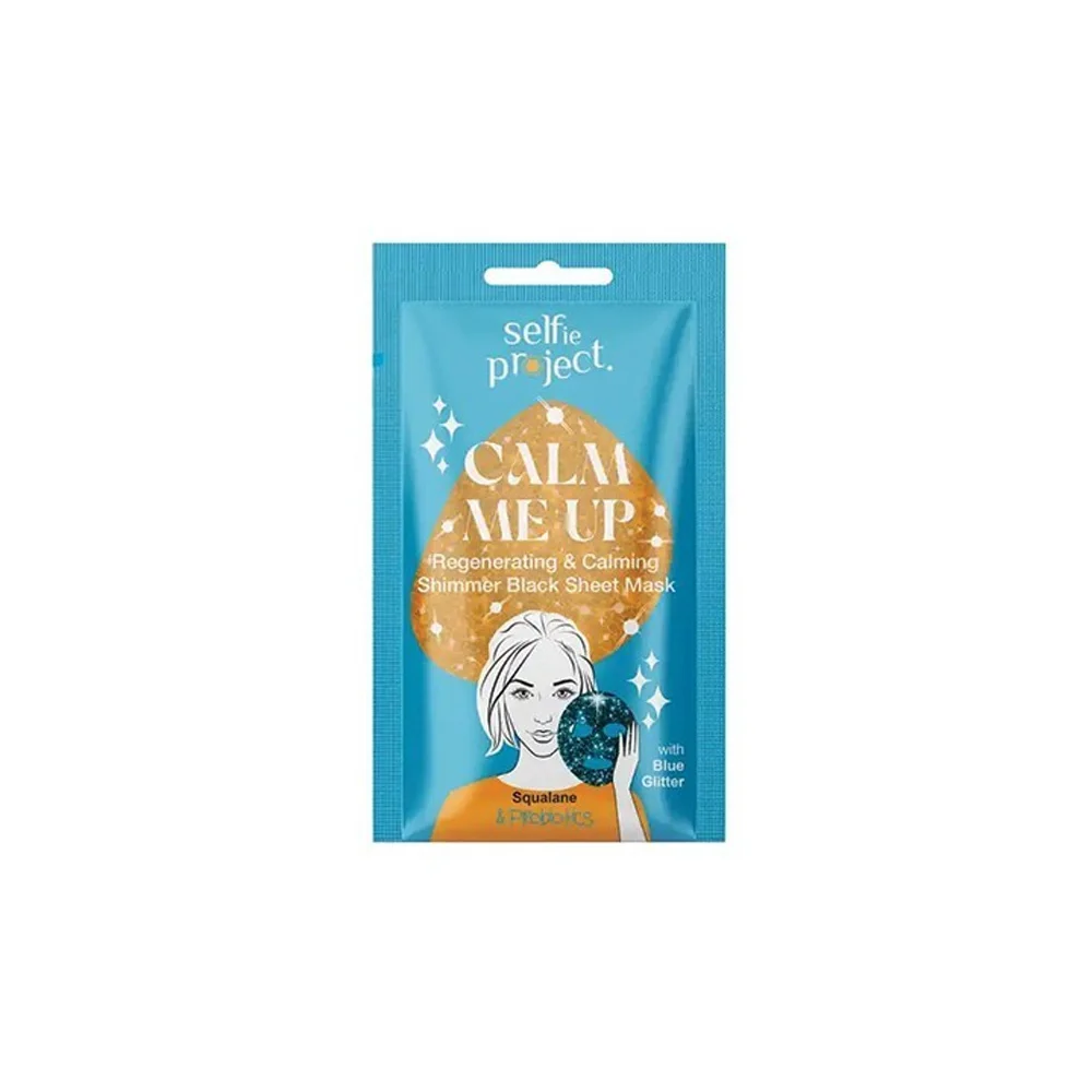 InoPlus Selfie Project Shimmer Calm Up Blue Regenerating & Calming Shimmer Black Sheet Mask 1 piece