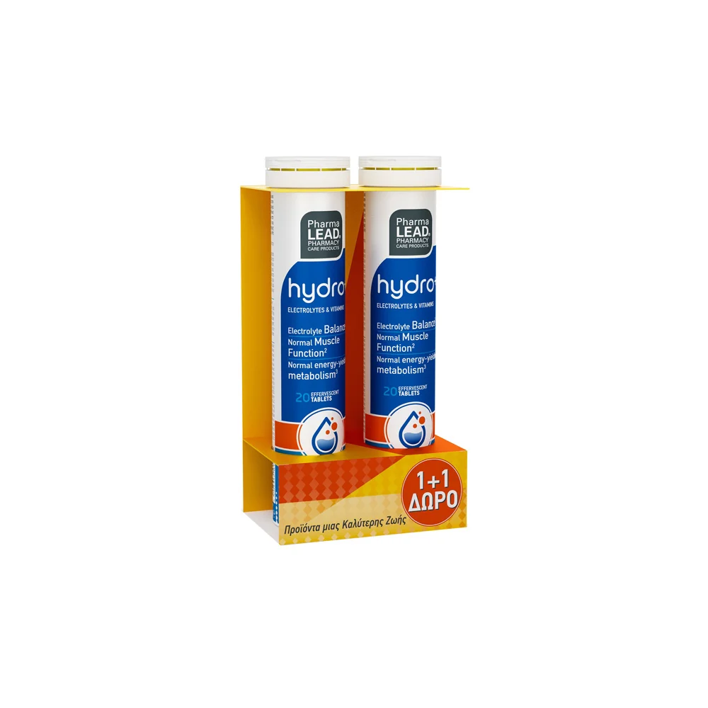 Pharmalead Promo (1+1 Δώρο) Hydro+ Ηλεκτρολύτες Με Γεύση Λεμόνι 2x20 αναβράζοντα δισκία