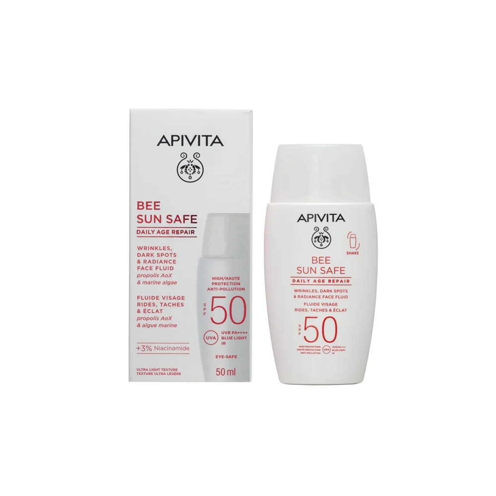 Apivita Bee Sun Safe Daily Age Repair Dry Touch Λεπτόρευστη Κρέμα Προσώπου Κατά Των Πανάδων & Ρυτίδων SPF50 50ml