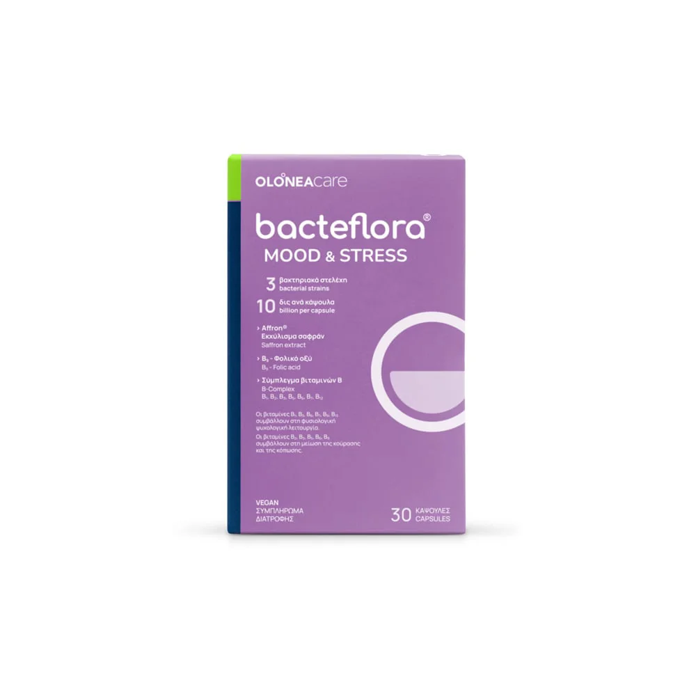 Olonea Bacteflora Mood & Stress Συμπλήρωμα Διατροφής Για Την Υποστήριξη Της Συναισθηματικής Ισορροπίας & Τη Μείωση Του Άγχους 30 κάψουλες