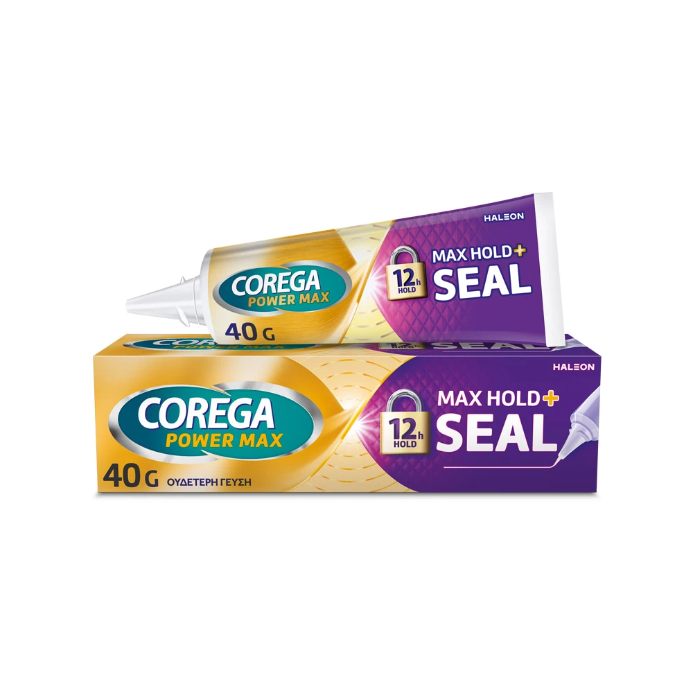Corega Max Hold+Seal Στερεωτική Κρέμα Τεχνητής Οδοντοστοιχίας Για Την Προστασία Από Την Εισχώρηση Των Τρφών 40gr