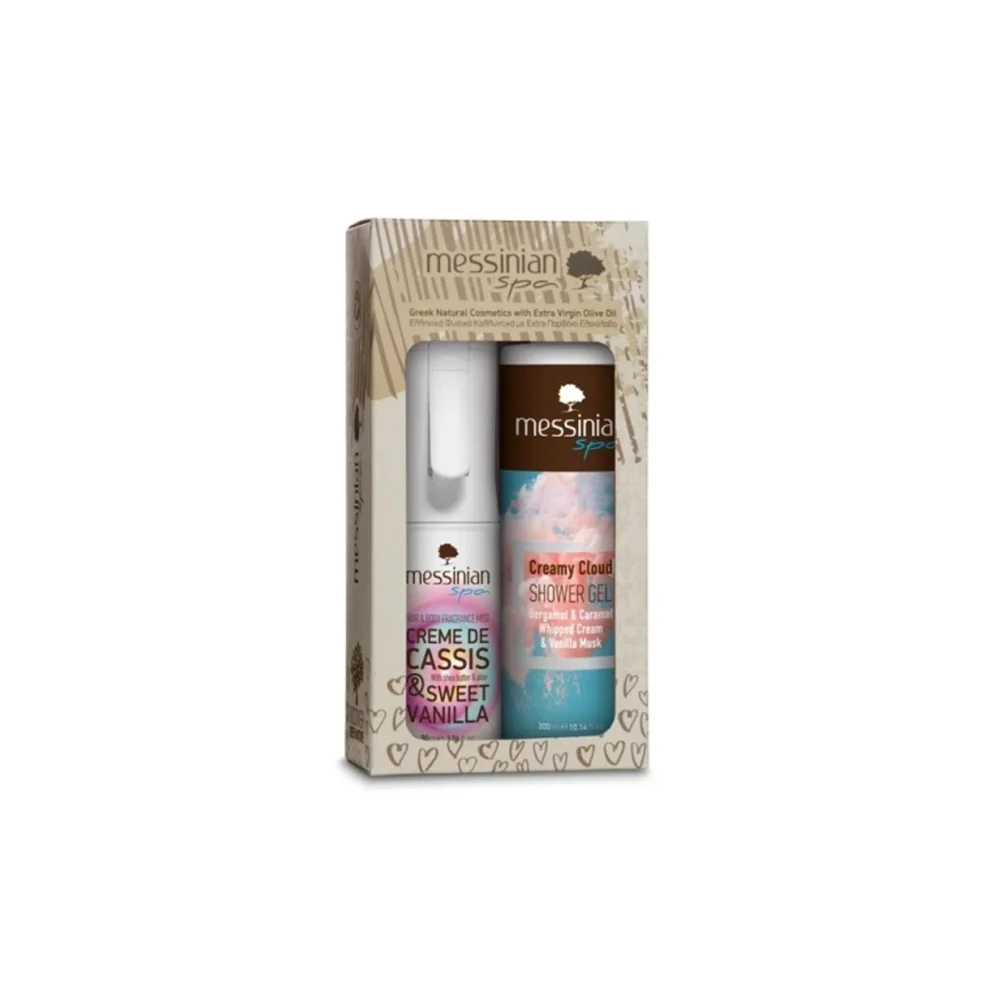 Messinian Spa Promo Hair & Body Mist Creme de Cassis & Sweet Vanilla 90ml & Shower Gel Creamy Cloud 300ml