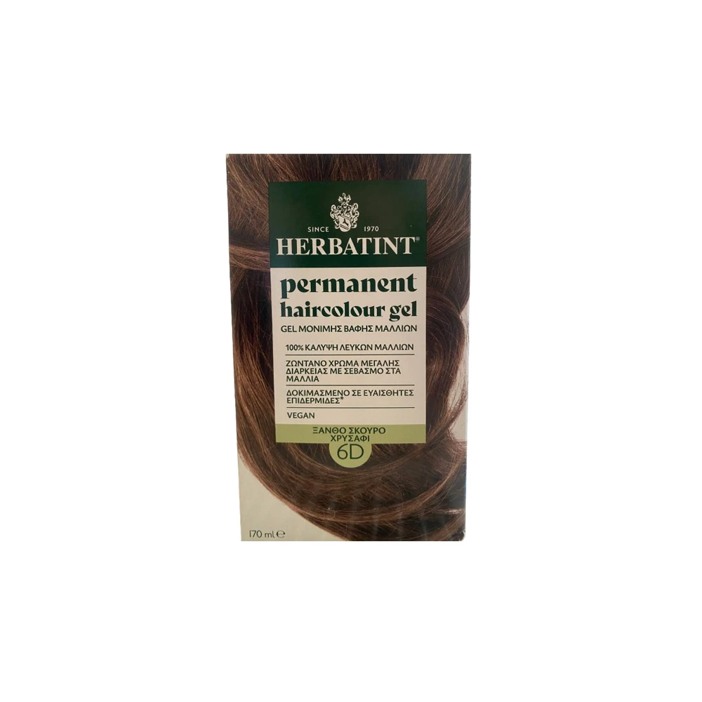 Herbatint Permanent Haircolour Gel Ammonia Free Hair Colour 6D Blonde Dark Gold 170ml