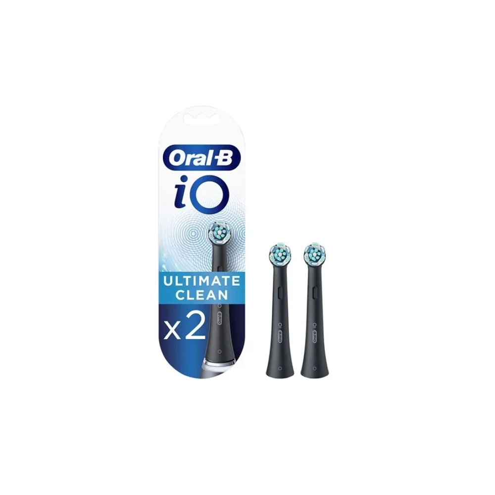 Oral-B iO Ultimate Clean Black Replacement Electric Toothbrush Heads For Effective Cleaning Black 2 pieces