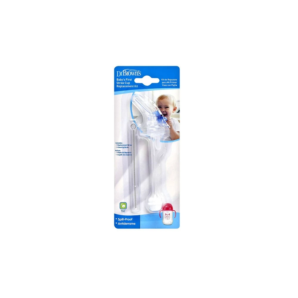 Dr. Brown's Promo Baby's First Straw Cup Replacement Kit (TC073) Ανταλλακτικό Καλαμάκι Για Κύπελλο 1 τεμάχιο & Βούρτσα Καθαρισμού 1 τεμάχιο