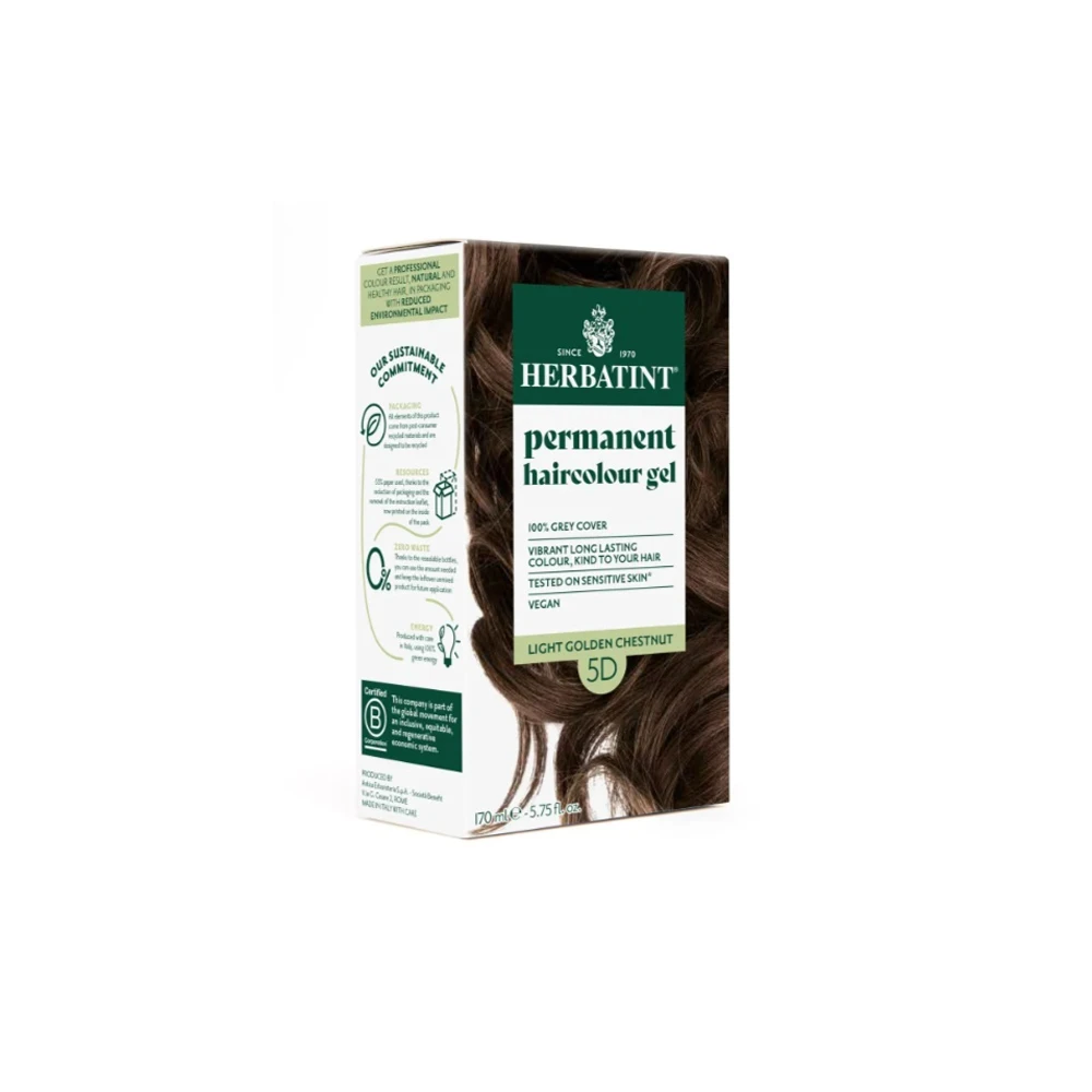 Herbatint Permanent Gel Βαφή Μαλλιών 5D Καστανό Ανοικτό Χρυσαφί 170ml