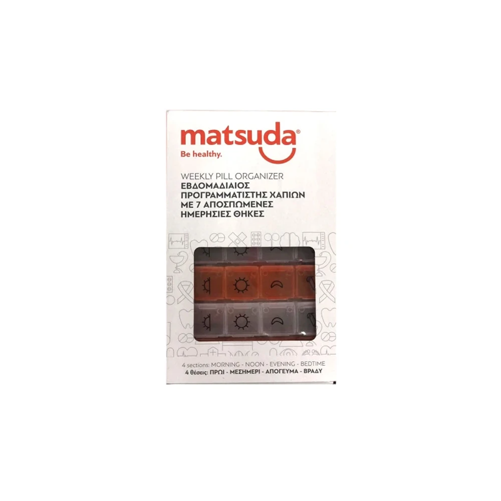 Matsuda Weekly Pill Case With 7 Detachable Daily Cases 2 Colors (4 Slots) 1 Piece