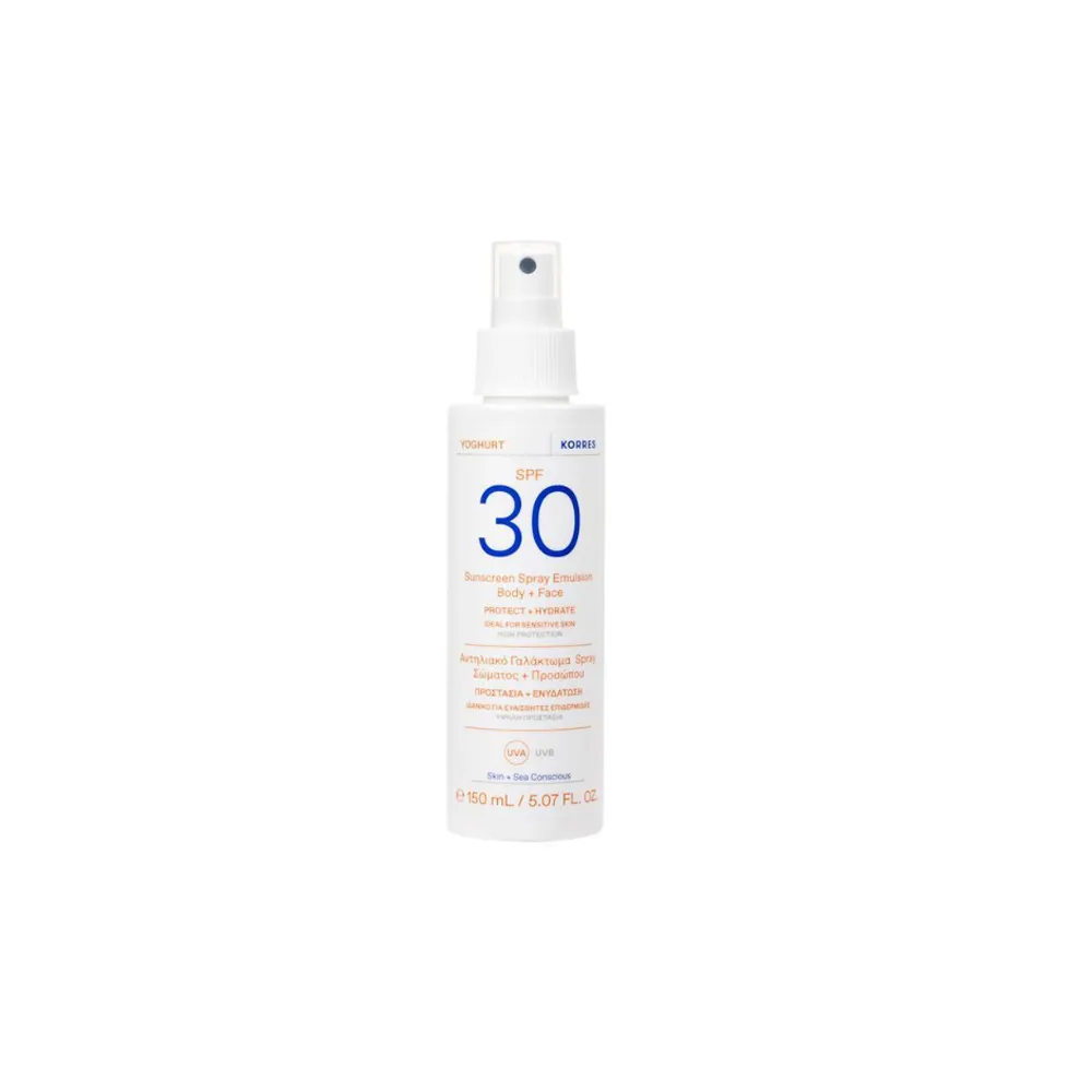 Korres Yoghurt Suncreen Spray Emulsion Αντηλιακό Γαλάκτωμα Spray Σώματος & Προσώπου SPF30 150ml