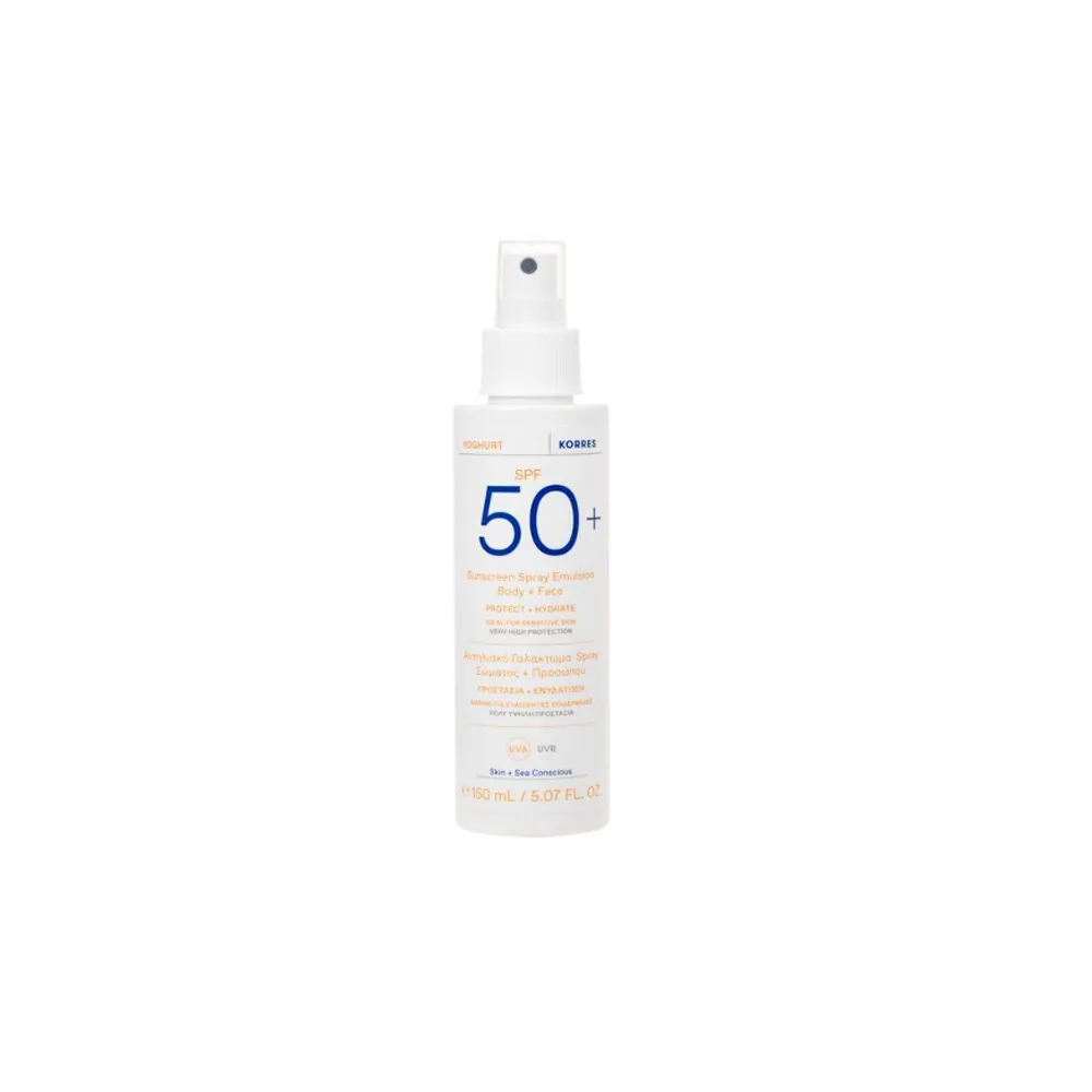 Korres Yoghurt Suncreen Spray Emulsion Αντηλιακό Γαλάκτωμα Spray Σώματος & Προσώπου SPF50+ 150ml