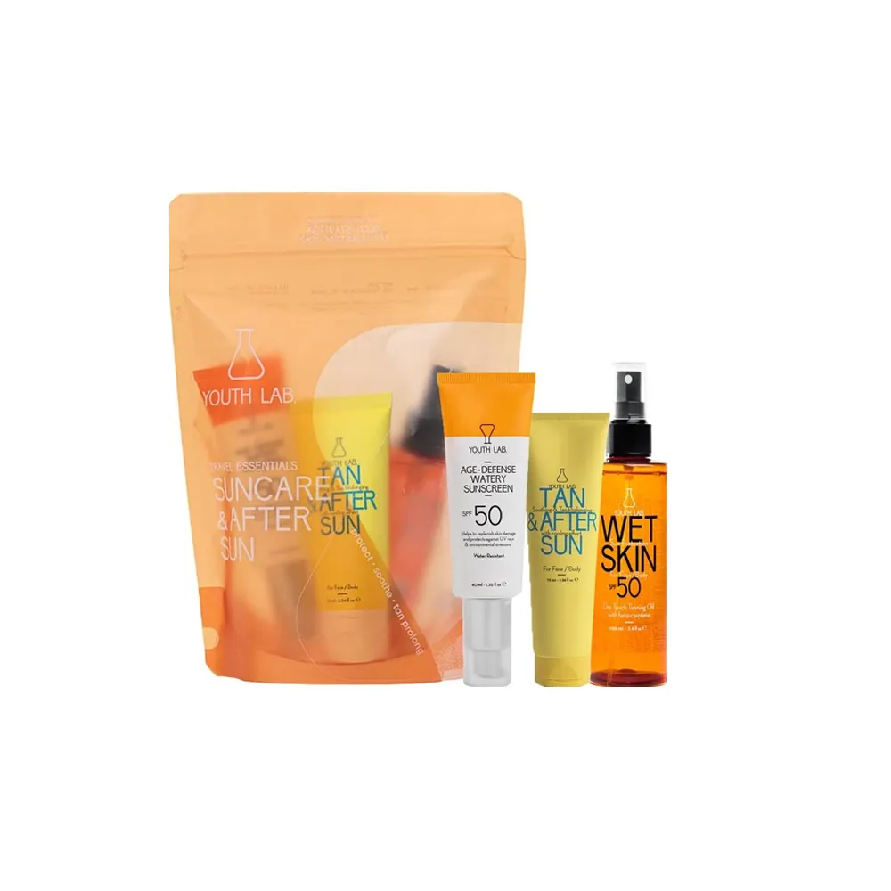 YOUTH LAB. Promo Sun & After Sun Age-Defense Watery Αντηλιακό SPF50 40ml & Wet Skin Αντηλιακό Ξηρό Λάδι SPF50 100ml & Tan & After Sun Προσώπου & Σώματος 75ml