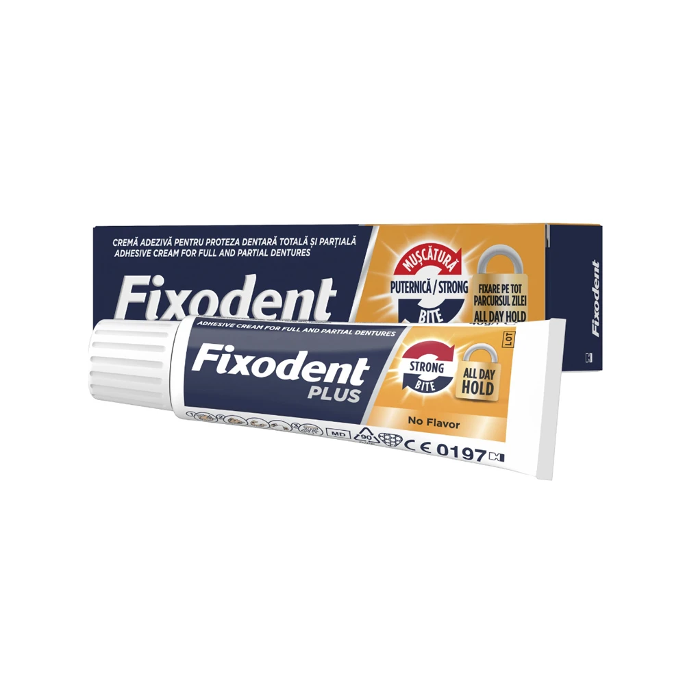 Fixodent Plus Strong Bite Fixative Cream for Full & Partial Dentures 40ml