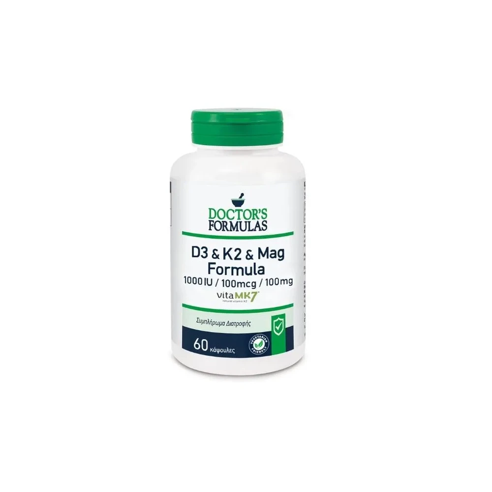 Doctor's Formulas D3 & K2 & Mag Formula Συμπλήρωμα Διατροφής Για Την Καλή Λειτουργία Του Νευρικο Του Μυϊκού Συστήματος Οστών & Δοντιών 60 κάψουλες