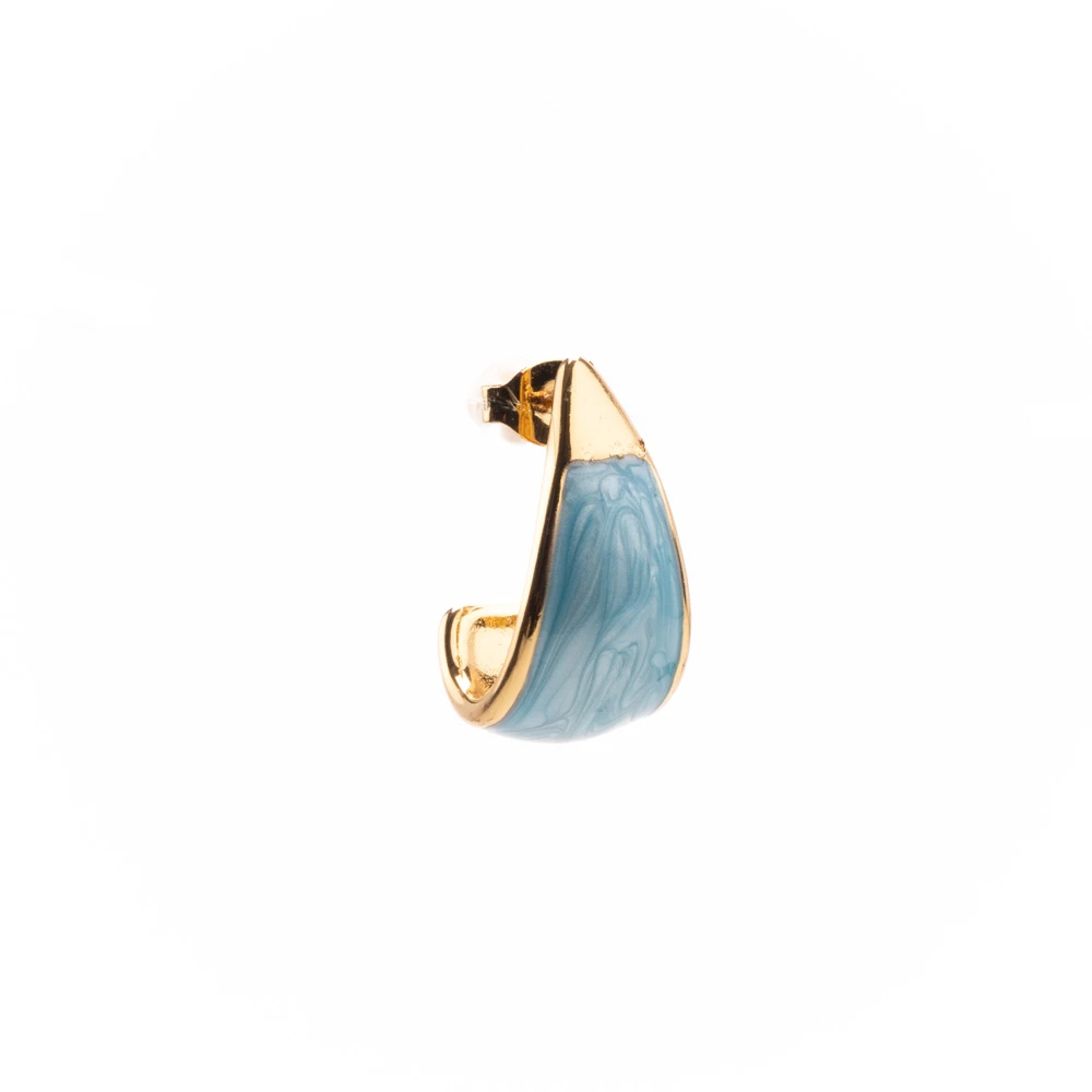 InoPlus Borghetti Women Art 1187 Earrings Gold Drop Marble Effect Blue 1 pair