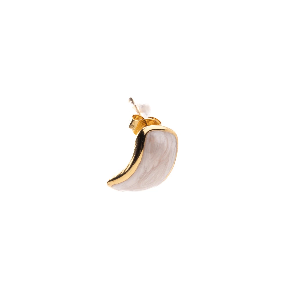 InoPlus Borghetti Women Art 1188 Earrings Gold Rectangular Marble Effect White 1 pair