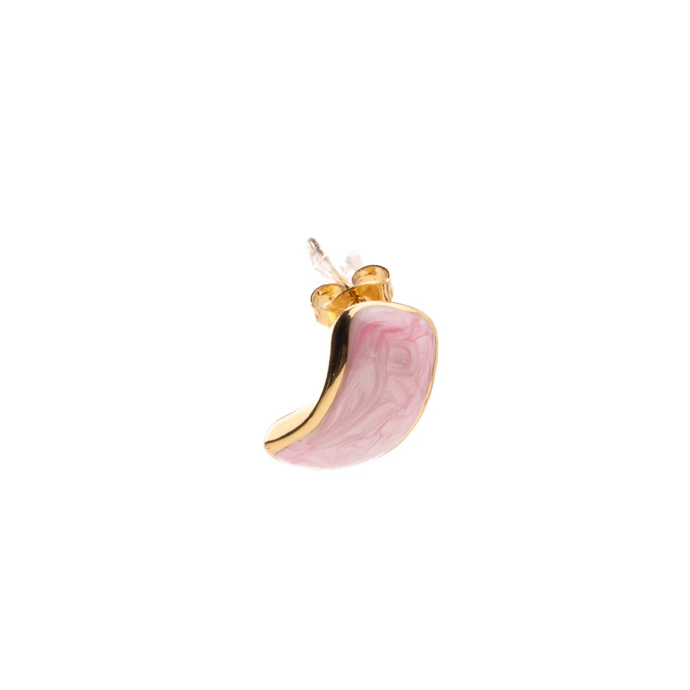 InoPlus Borghetti Women Art 1189 Earrings Gold Rectangular Marble Effect Pink 1 pair