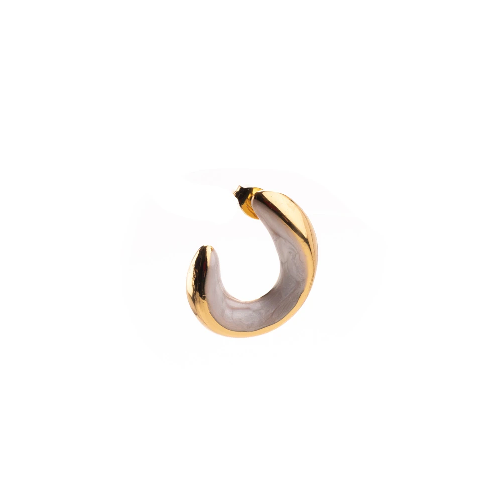 InoPlus Borghetti Women Art 1194 Gold Half Moon Glitter & Pearl Effect White 1 pair