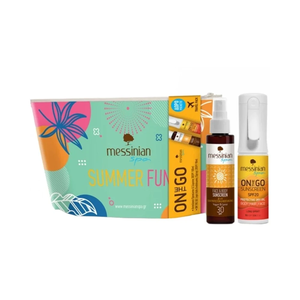 Messinian Spa Promo Protection & Moisturizing Face & Body Spray SPF30 100ml & On The go Sunscreen Body Hair & Face Spray SPF20 90ml