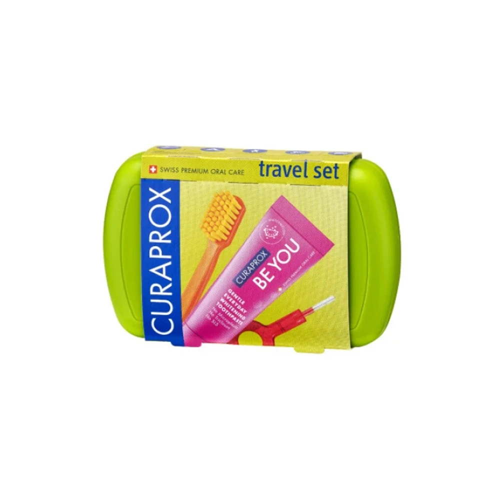 Curaprox Promo Travel Set Στοματικής Υγιεινής Ταξιδίου Με Οδοντόκρεμα 10ml & Οδοντόβουρτσα Πτυσσόμενη 1 τεμάχιο & Μεσοδόντιο Βουρτσάκι Καθαρισμού 2 τεμάχια