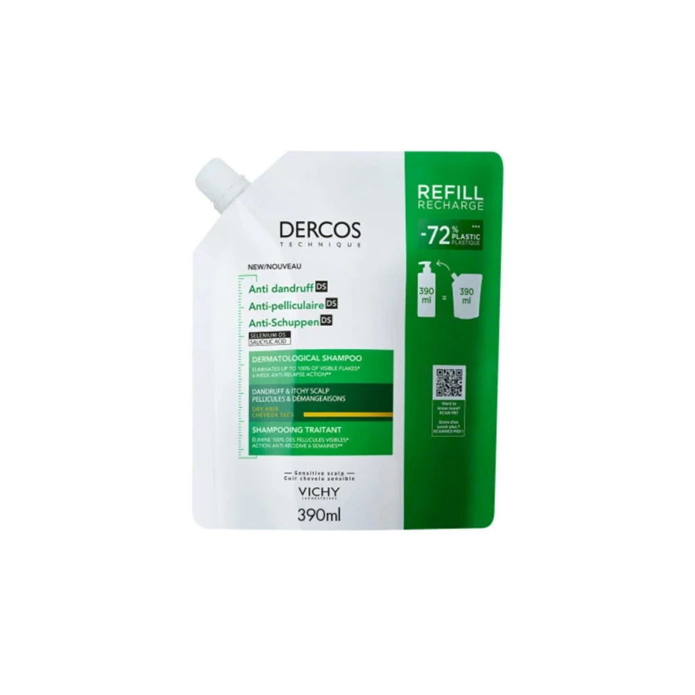Vichy Dercos Anti Dandruff Σαμπουάν Για Ξηρά Μαλλιά Aνταλλακτικό 390ml