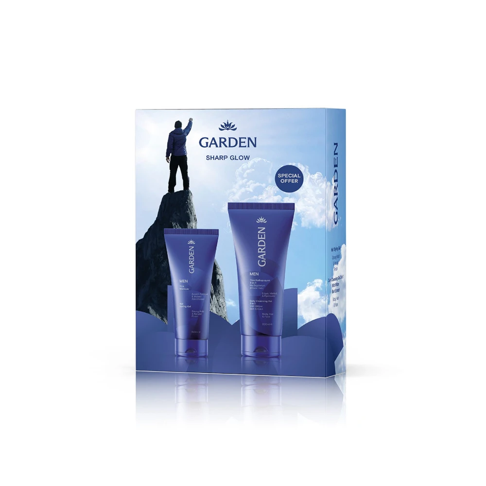 Garden Promo Men Strong Hold & Natural Finish Hair Styling Gel 150ml & Daily Cleansing 3in1 Body Hair & Face Gel 200ml