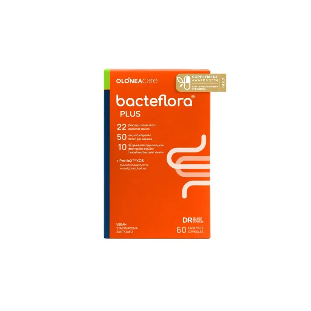 Olonea Bacteflora Plus Συμπλήρωμα Διατροφής Με Προβιοτικά-Πρεβιοτικά Με Ενισχυμένη Σύνθεση 60 κάψουλες