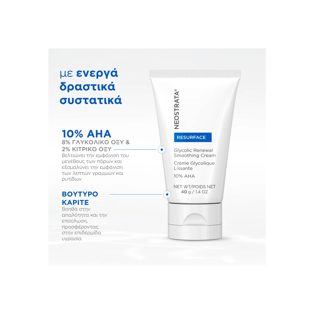 Neostrata Resurface Glycolic Renewal Smoothing Cream Ενυδατική Κρέμα Με Γλυκολικό Οξύ 40gr