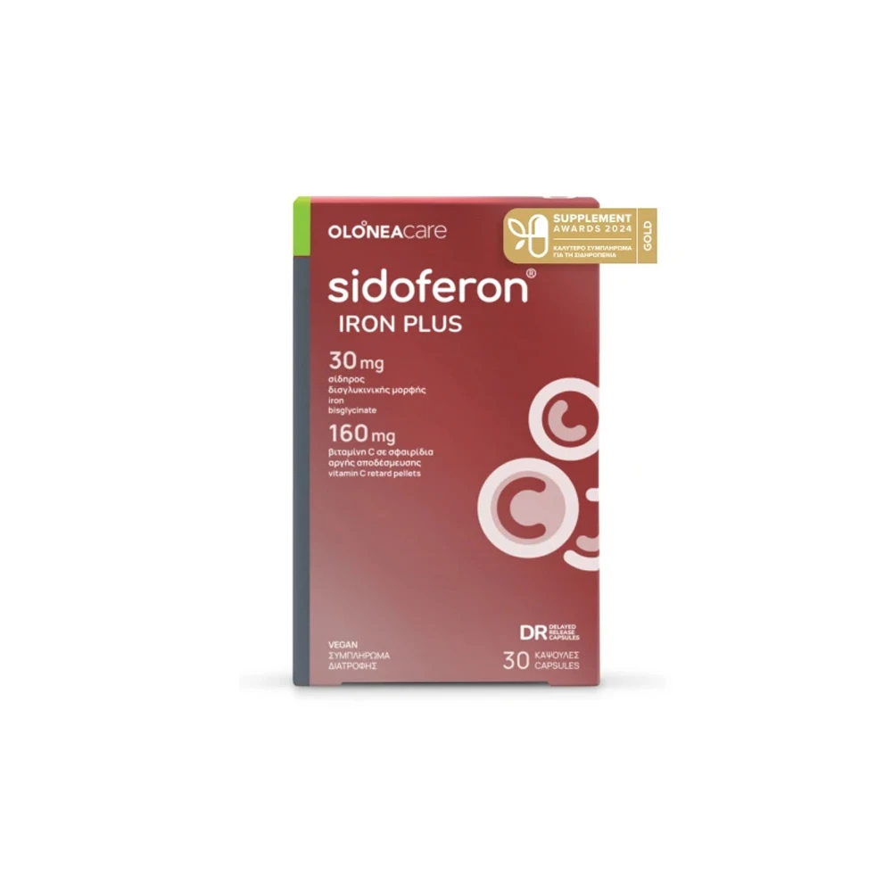 Olonea Sidoferon Iron Plus Συμπλήρωμα Διατροφής Με Δισγλυκινικό Σίδηρο & Βιταμίνη C 30 κάψουλες