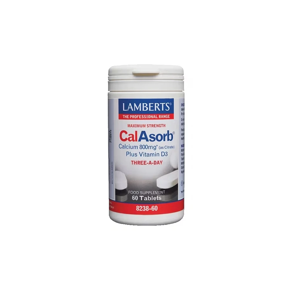 Lamberts CalAsorb Calcium 800mg As Citrate Ασβέστιο Υψηλής Απορρόφησης 60 ταμπλέτες