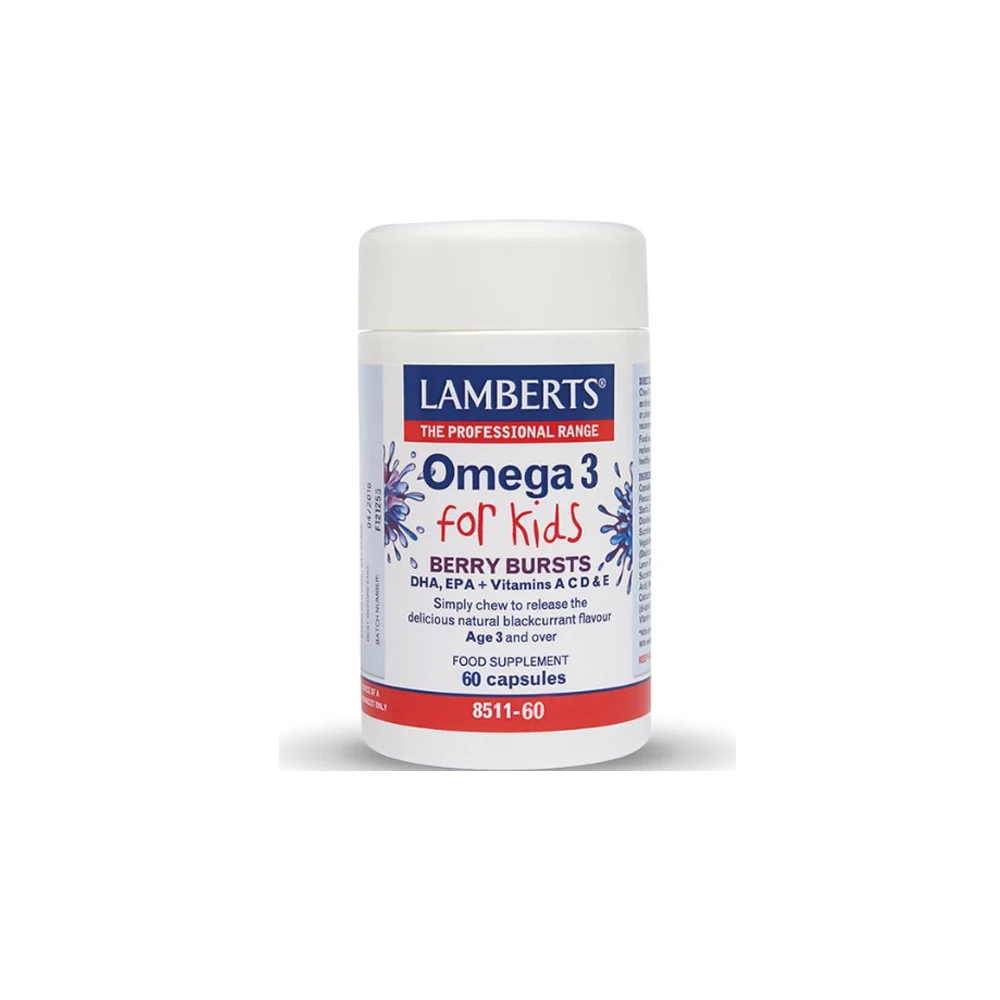 Lamberts Omega 3 for Kids Berry Bursts Συμπλήρωμα Διατροφής Για Παιδιά Από 3 Ετών Με Ω3 & Βιταμίνες 60 κάψουλες