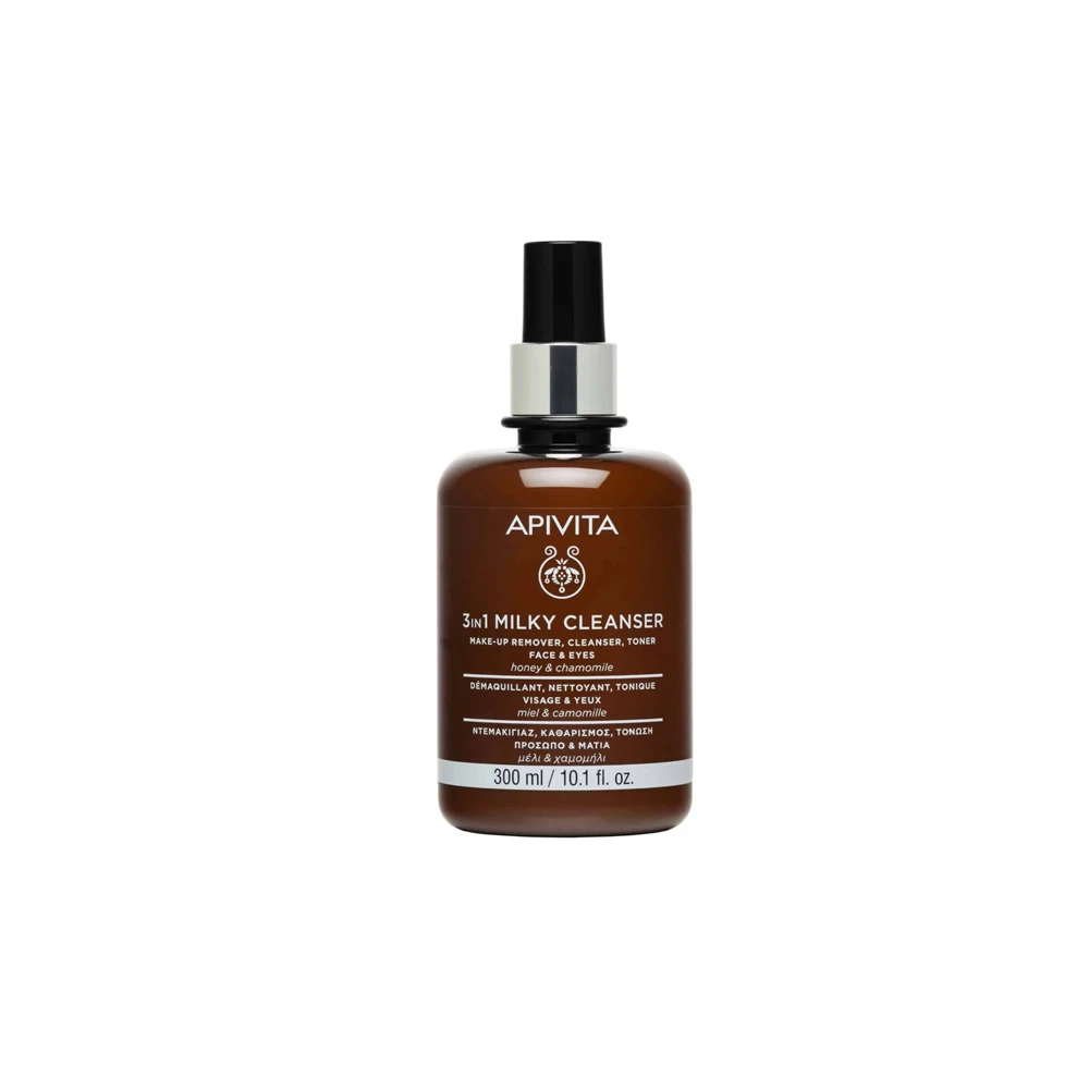 Apivita Cleansing Milk 3 in 1 with Chamomile & Honey For Face & Eyes 300ml