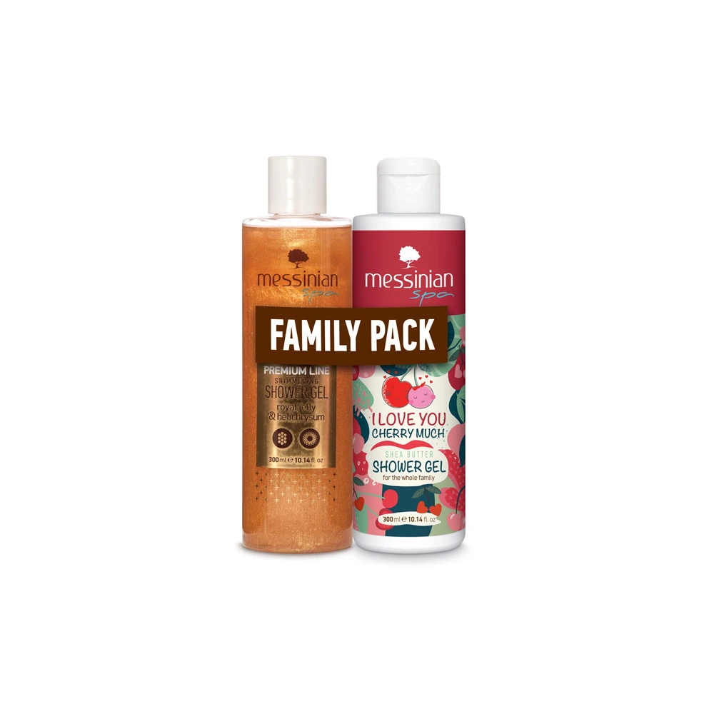 Messinian Spa Promo Family Pack Royal Jelly & Helichrysum Shower Gel 300ml & I Love You Cherry Much Shower Gel 300ml