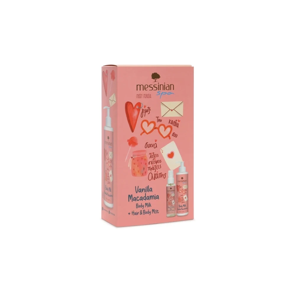 Messinian Spa Promo Vanilla Macadamia Moisturizing Body Lotion Ενυδατικό Γαλάκτωμα Σώματος 250ml & Hair & Body Moisturizing Hair & Body Mist Ενυδατικό Mist Μαλλιών & Σώματος 100ml