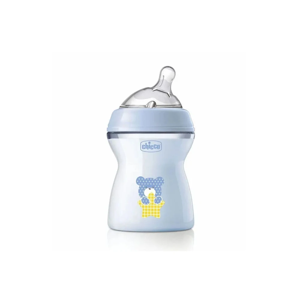Chicco Πλαστικό Μπιμπερό Natural Feeling Κατά Των Κολικών Με Θηλή Σιλικόνης Για 2+ Μηνών Σιέλ 250ml