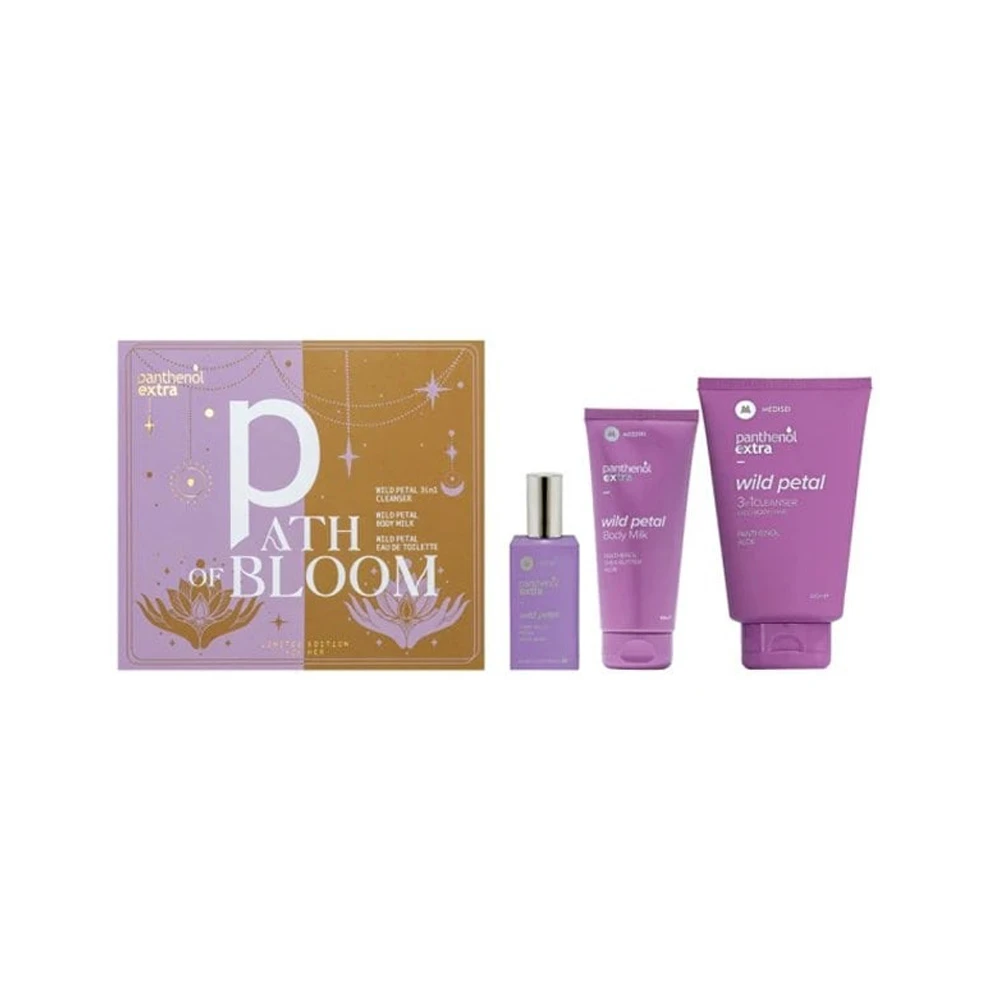 Panthenol Extra Promo Path Of Bloom Wild Petal 3in1 Cleanser Σαμπουάν-Αφρόλουτρο 200ml & Wild Petal Body Milk Ενυδατικό Γαλάκτωμα Σώματος 100ml & Wild Petal Eau De Toilette Γυναικείο Άρωμα 50ml