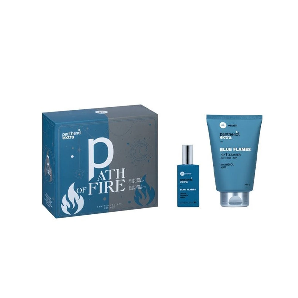 Panthenol Extra Promo Men Path Of Fire Men Blue Flames 3in1 Cleanser Ανδρικό Σαμπουάν - Αφρόλουτρο 200ml & Blue Flames Eau De Toilette Ανδρικό Άρωμα 50ml