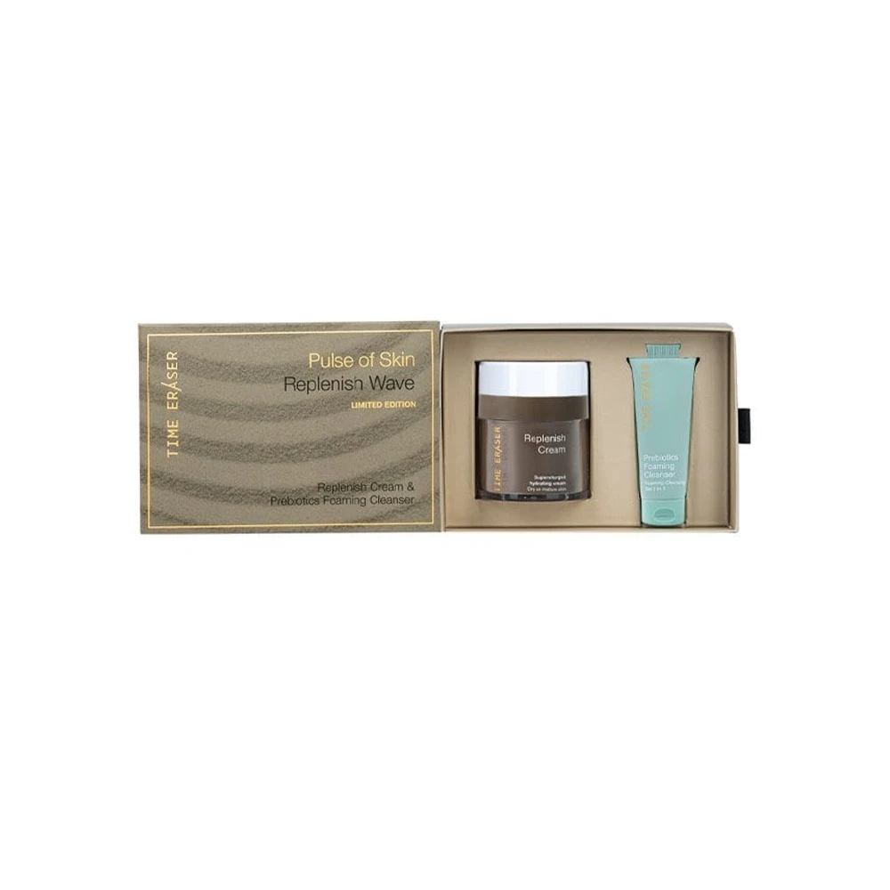 Time Eraser Promo Pulse Of Skin Replenish Wave Limited Edition Replenish Cream 50ml & Prebiotics Foaming Cleanser 20ml