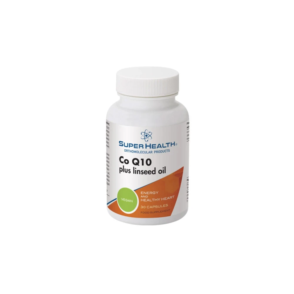 Super Health Co Q10 Plus Linseed Oil 50mg Συμπλήρωμα Διατροφής Με Q10 30 κάψουλες