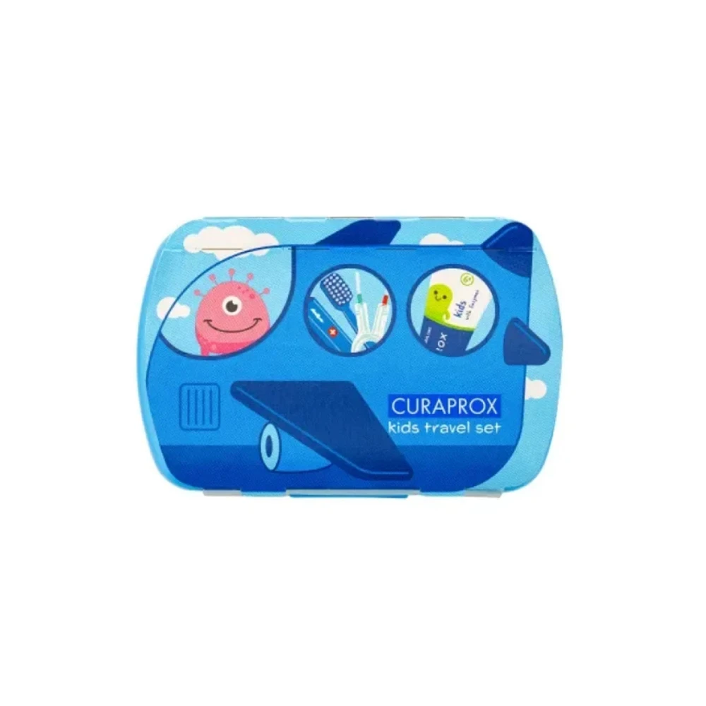 Curaprox Promo Kids Travel Set Για 6-12 Ετών Γαλάζιο Με Οδοντόβουρτσα Ταξιδίου 1 τεμάχιο & Οδοντόκρεμα Μέντα 10ml & Μεσοδόντια Βουρτσάκια 2 τεμάχια