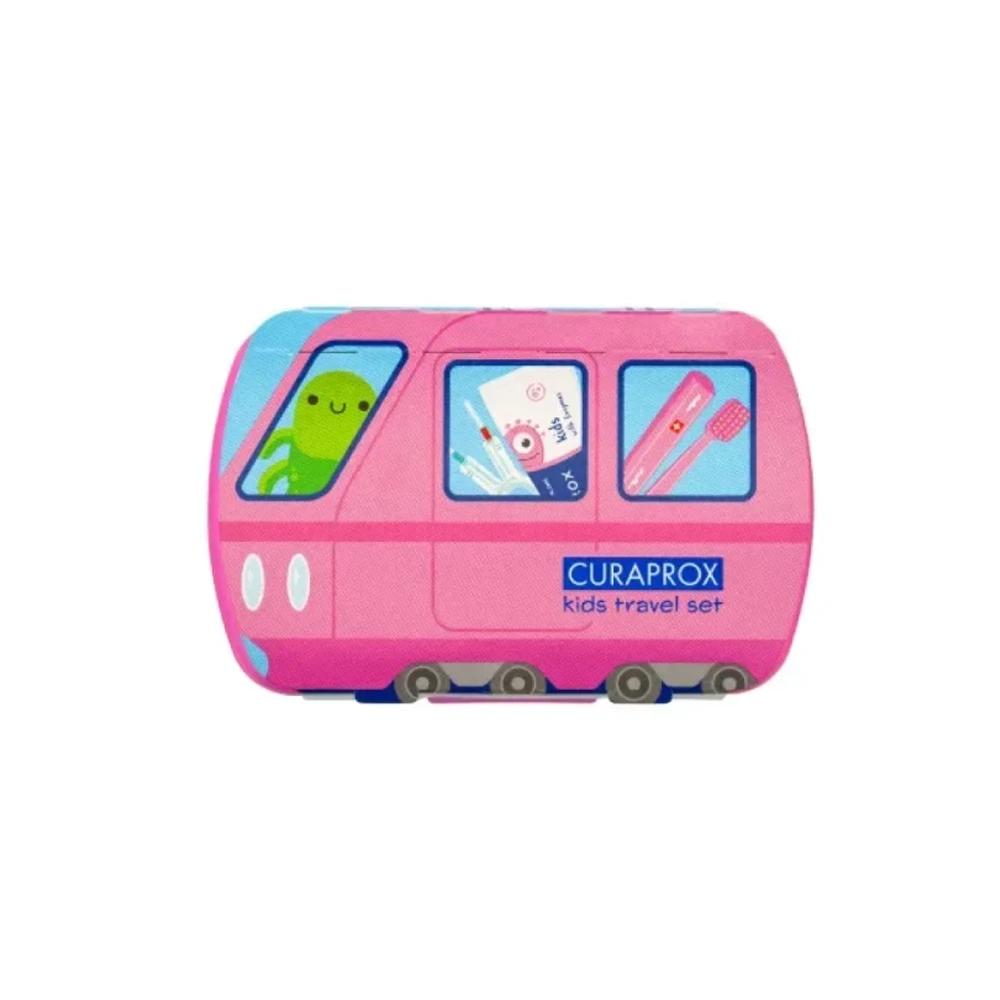 Curaprox Promo Kids Travel Set Για 6-12 Ετών Ροζ Με Οδοντόβουρτσα Ταξιδίου 1 τεμάχιο & Οδοντόκρεμα Καρπούζι 10ml & Μεσοδόντια Βουρτσάκια 2 τεμάχια