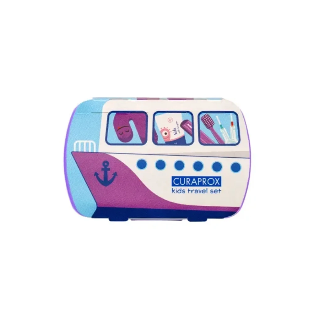 Curaprox Promo Kids Travel Set Μωβ Για 6-12 Ετών Οδοντόβουρτσα Ταξιδίου 1 τεμάχιο & Οδοντόκρεμα Καρπούζι 10ml & Μεσοδόντια Βουρτσάκια 2 τεμάχια