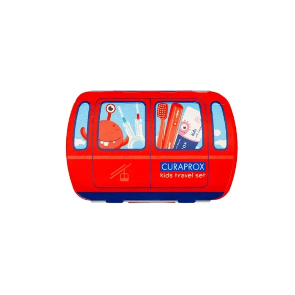 Curaprox Promo Kids Travel Set Για 6-12 Ετών Κόκκινο Με Οδοντόβουρτσα Ταξιδίου 1 τεμάχιο & Οδοντόκρεμα Καρπούζι 10ml & Μεσοδόντια Βουρτσάκια 2 τεμάχια