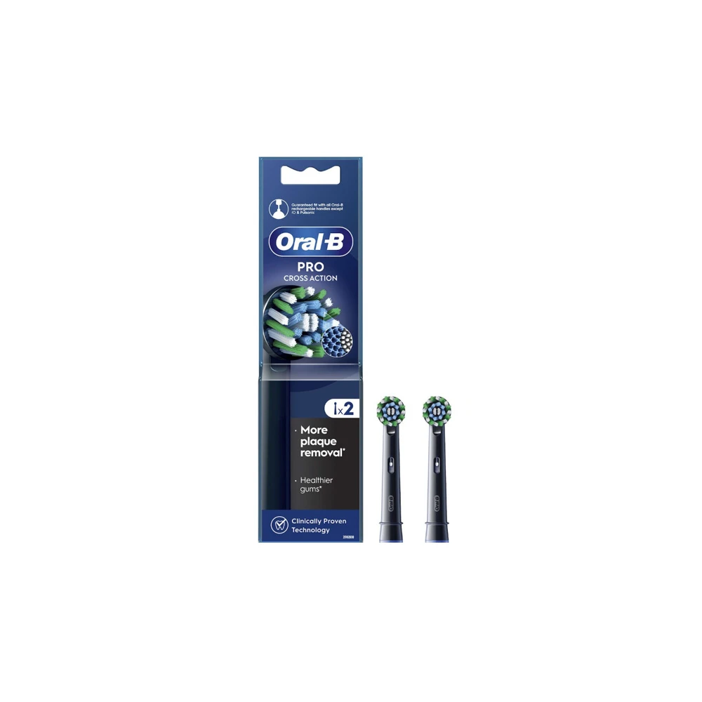 Oral-B Cross Action Black Edition Clean Maximiser Replacement Brush Heads 2 pieces