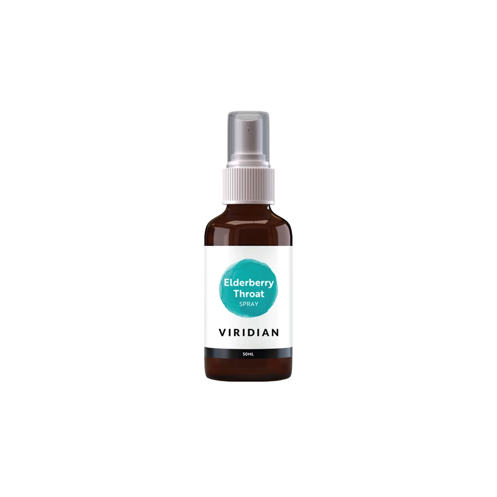 Viridian Organic Elderberry Throat Spray Σπρέι Λαιμού Για Την Άμεση Ανακούφιση Από Τον Πονόλαιμο & Τον Ξηρό Βήχα 50ml